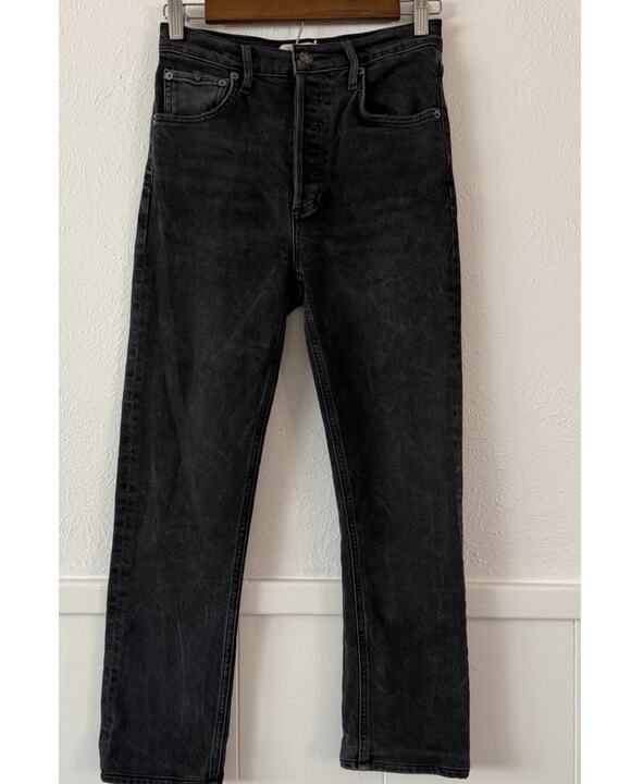 Agolde Denim - AGOLDE Riley Jeans Women’s Size 25 Black High Rise Straight Leg Button Fly
